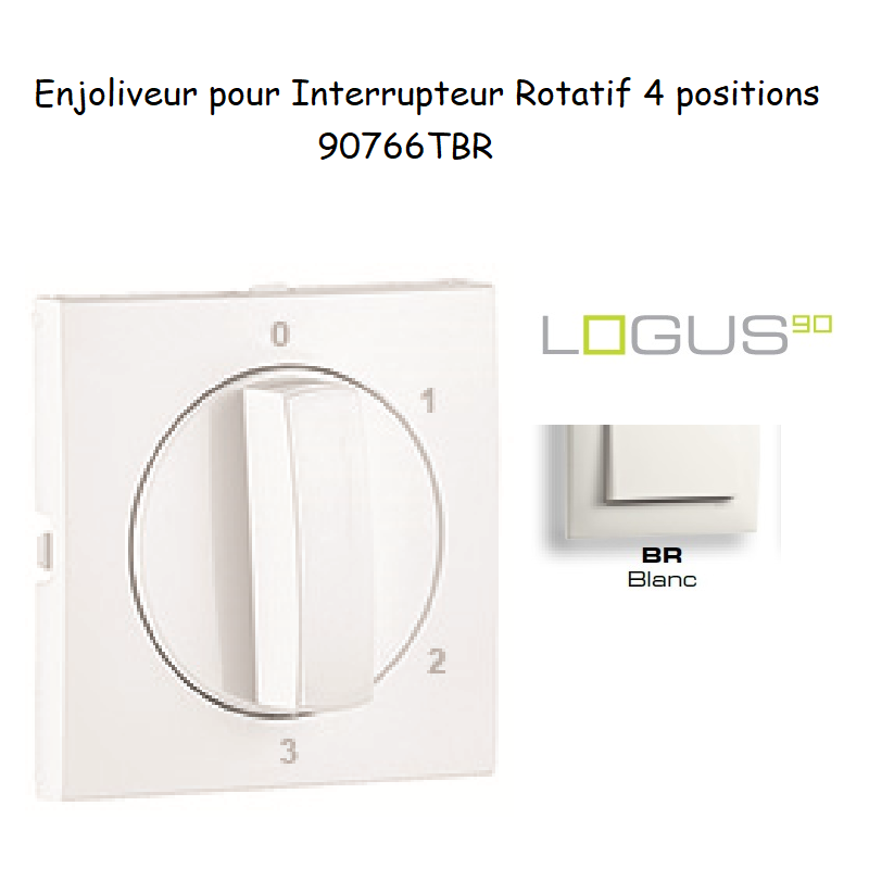Enjoliveur pour Interrupteur rotatif 4 positions Logus 90766TBR Blanc