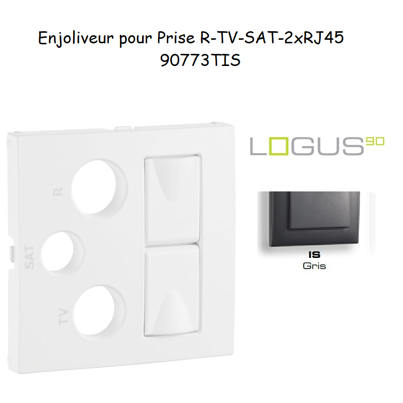 Enjoliveur Prise mixte R-TV-SAT-2xRJ45 Logus 90773TIS Gris