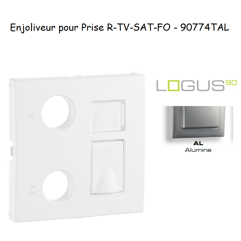 Enjoliveur Prise mixte R-TV-RJ45 Fibre Optique Logus 90774TAL Alumine