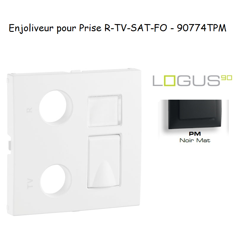 Enjoliveur Prise mixte R-TV-RJ45 Fibre Optique Logus 90774TPM Noir MAT