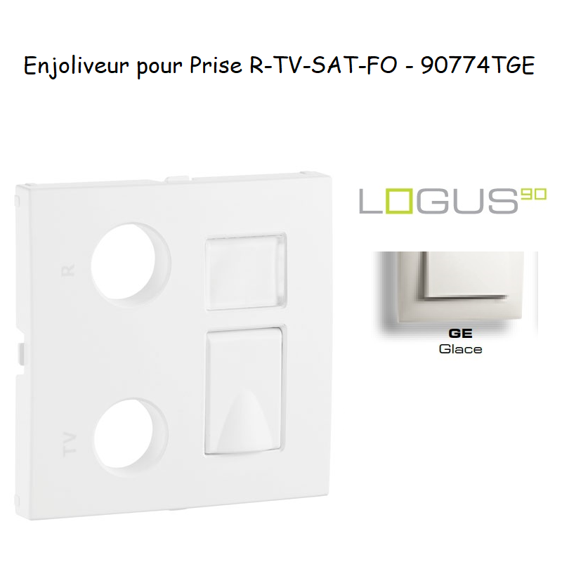 Enjoliveur Prise mixte R-TV-RJ45 Fibre Optique Logus 90774TGE Glace