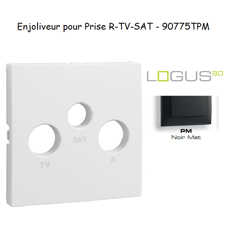 Enjoliveur pour prise R TV SAT LOGUS 90775TPM Noir MAT
