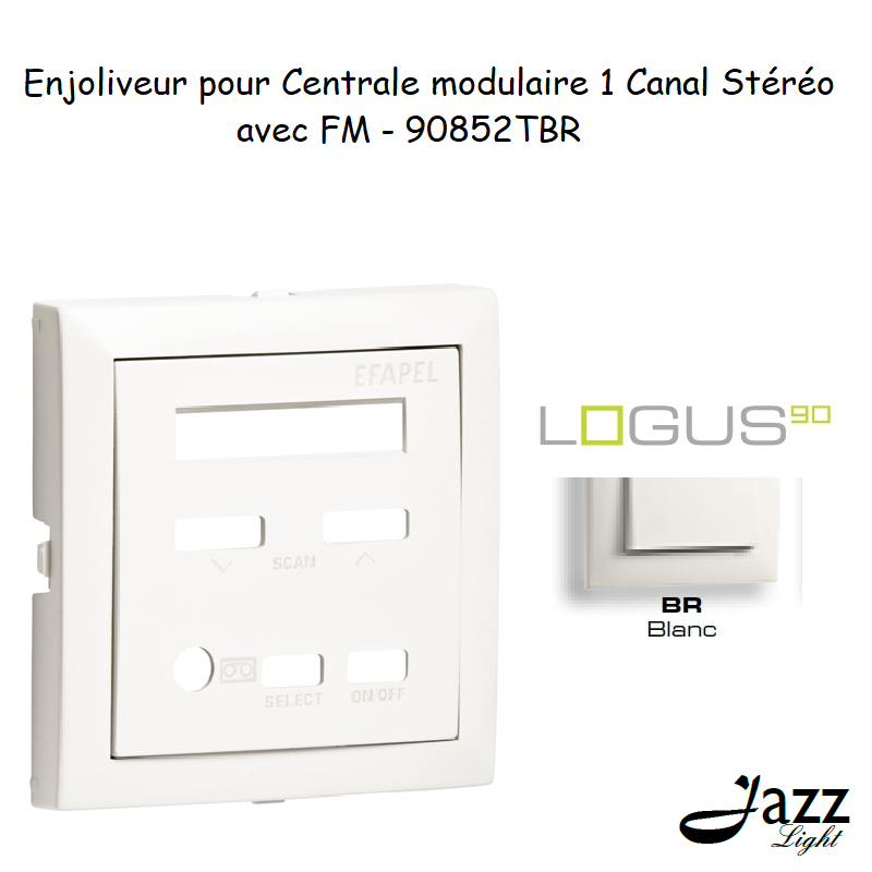 Enjoliveur pour centrale modulaire de 1 canal stéréo avec FM logus90 90852TBR Blanc