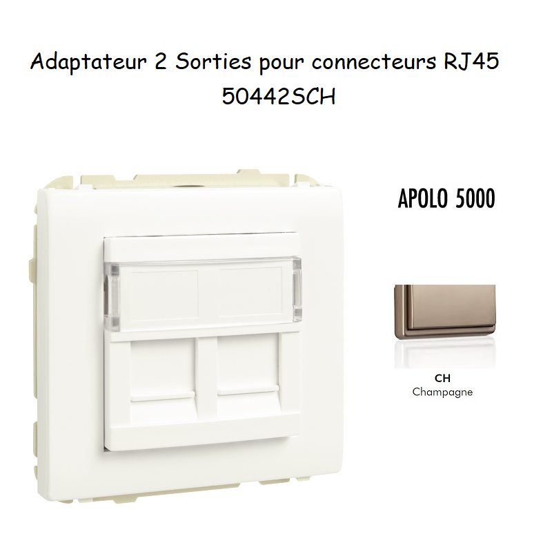Adaptateur avec 1 module 2 sorties pour connecteurs RJ45 Apolo 50442SCH Champagne