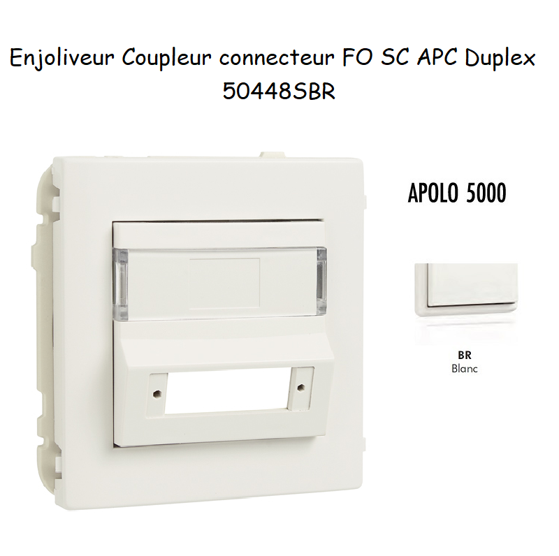Enjoliveur Coupleur Connecteur fibre optique SC APC Duplex Apolo 50448SBR Blanc