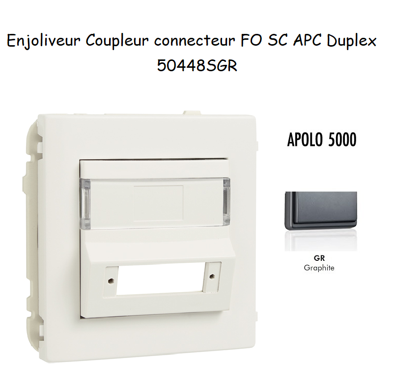 Enjoliveur Coupleur Connecteur fibre optique SC APC Duplex Apolo 50448SGR Graphite