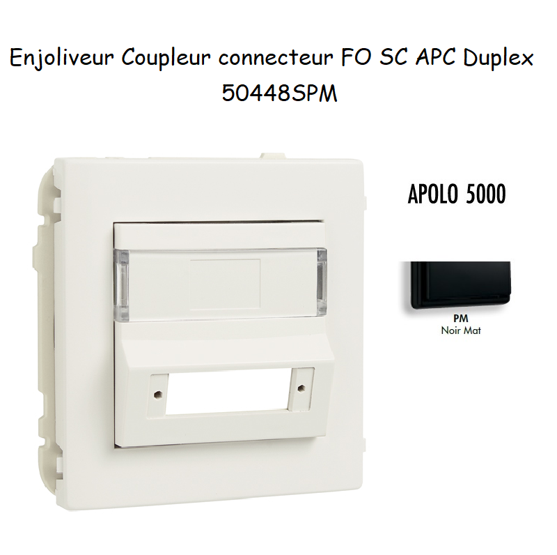 Enjoliveur Coupleur Connecteur fibre optique SC APC Duplex Apolo 50448SPM Noir MAT