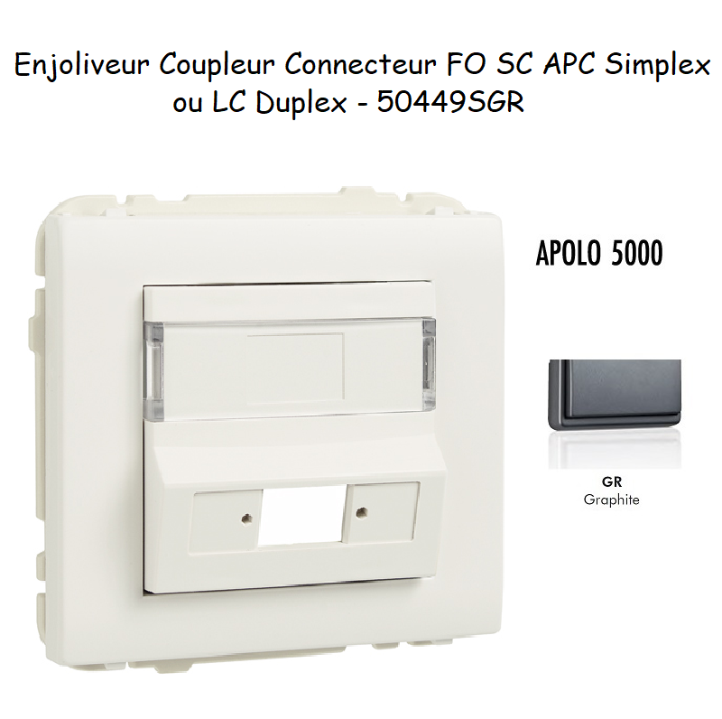 Enjoliveur Coupleur Connecteur fibre optique SC APC Simplex - LC Duplex Apolo 50449SGR Graphite