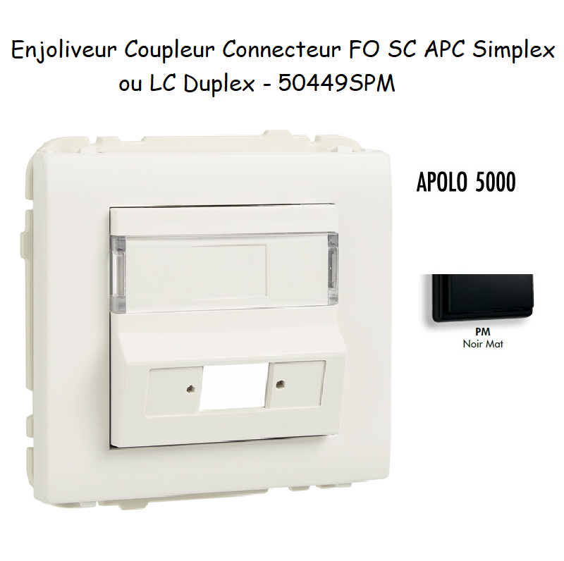 Enjoliveur Coupleur Connecteur fibre optique SC APC Simplex - LC Duplex Apolo 50449SPM Noir MAT