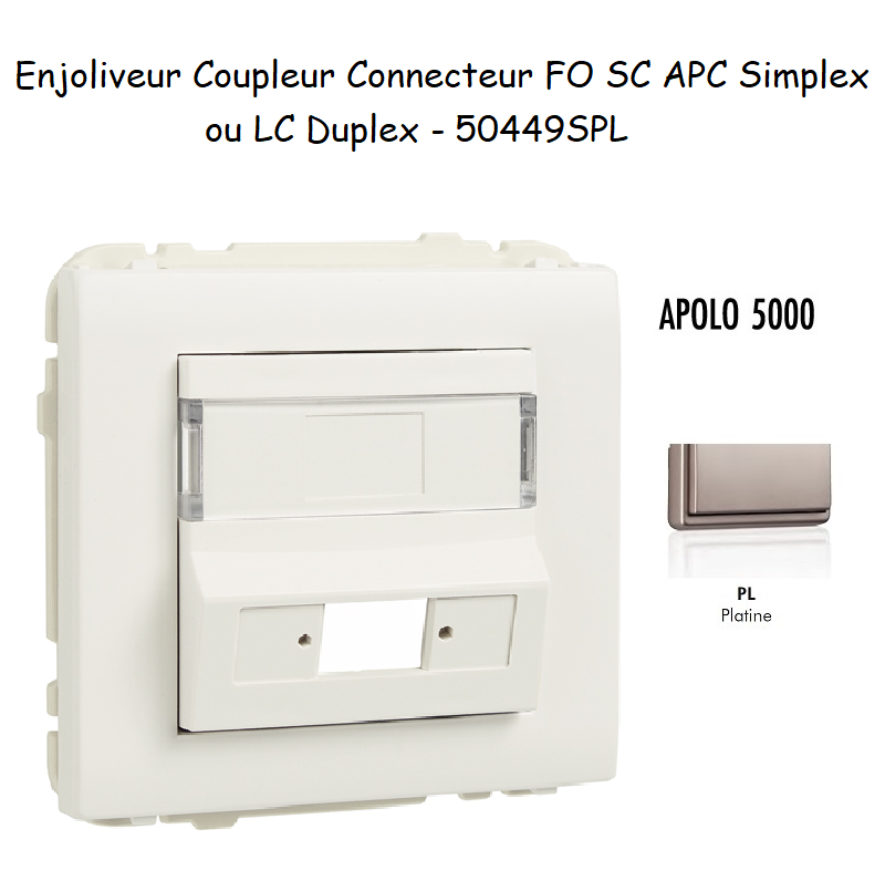 Enjoliveur Coupleur Connecteur fibre optique SC APC Simplex - LC Duplex Apolo 50449SPL Platine