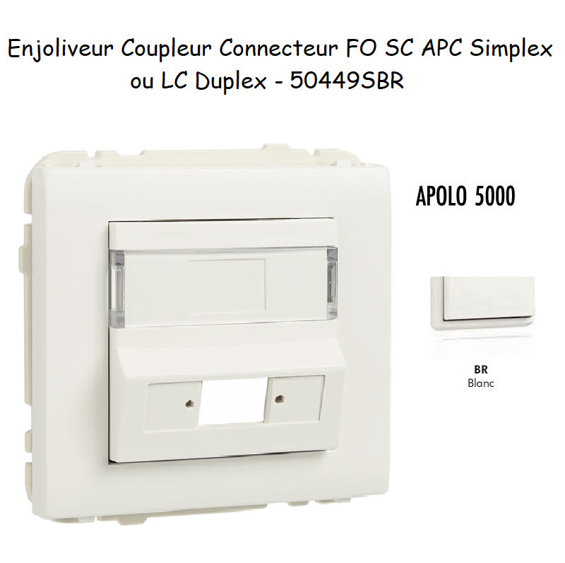 Enjoliveur Coupleur Connecteur fibre optique SC APC Simplex - LC Duplex Apolo 50449SBR Blanc