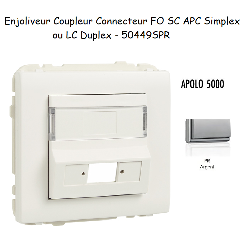 Enjoliveur Coupleur Connecteur fibre optique SC APC Simplex - LC Duplex Apolo 50449SPR Argent