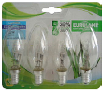 lot de 4 ampoules halogène flamme culot E14 Eurolamp