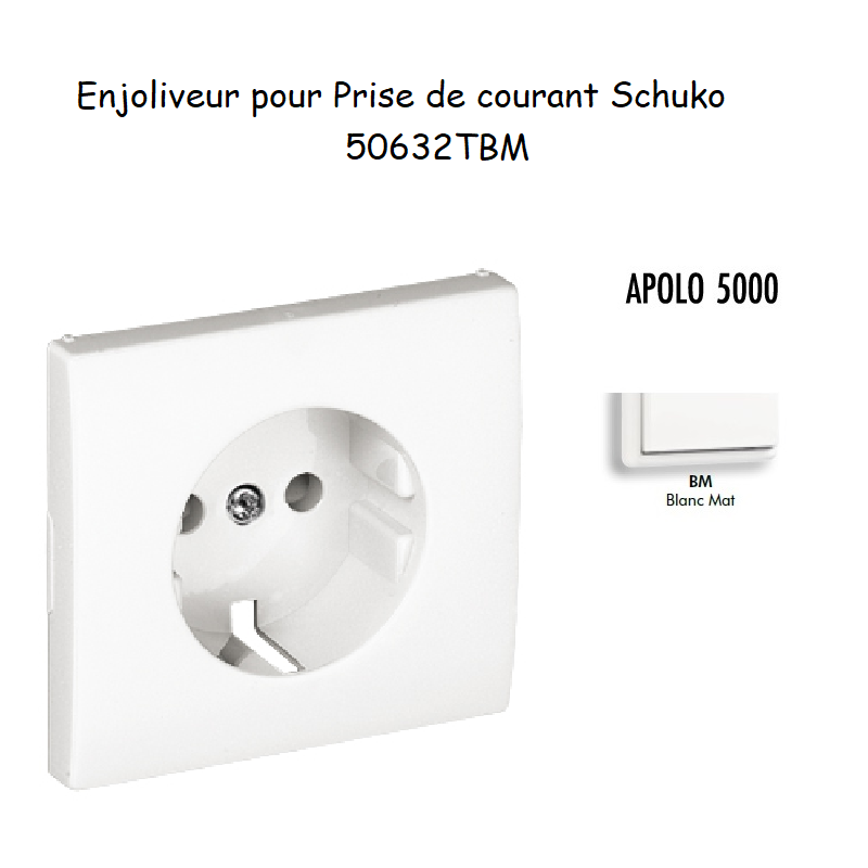 Enjoliveur pour prise de courant schuko APOLO5000 50632TBM Blanc MAT