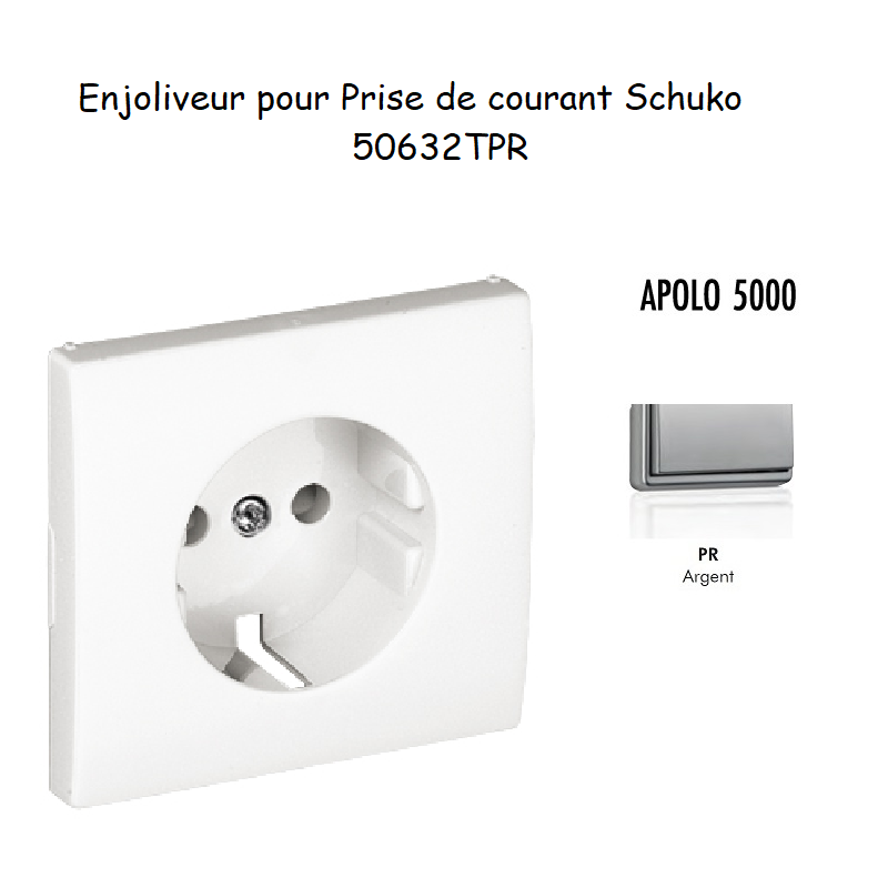 Enjoliveur pour prise de courant schuko APOLO5000 50632TPR Argent