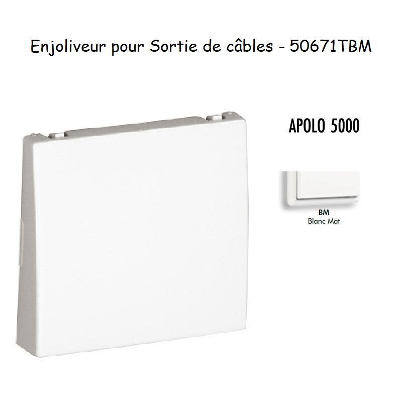 Enjoliveur rosette passage de cable APOLO5000 50671TBM Blanc MAT