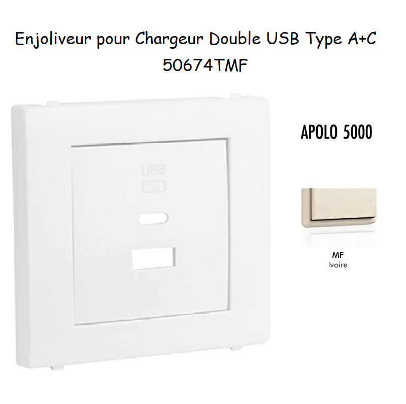 Enjoliveur pour Chargeur Double USB Type A + Type C 50674TMF