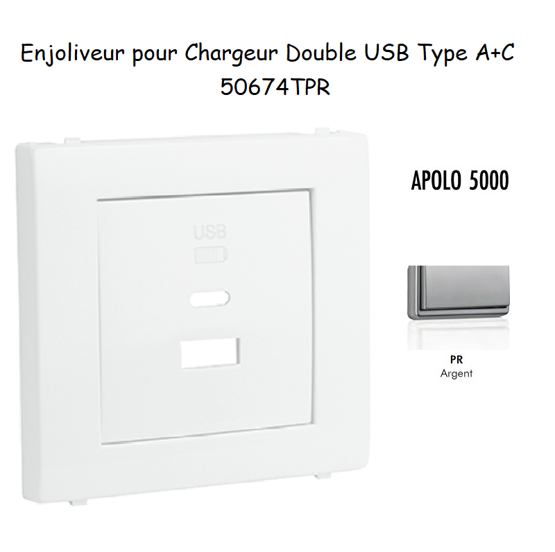 Enjoliveur pour Chargeur Double USB Type A + Type C 50674TPR