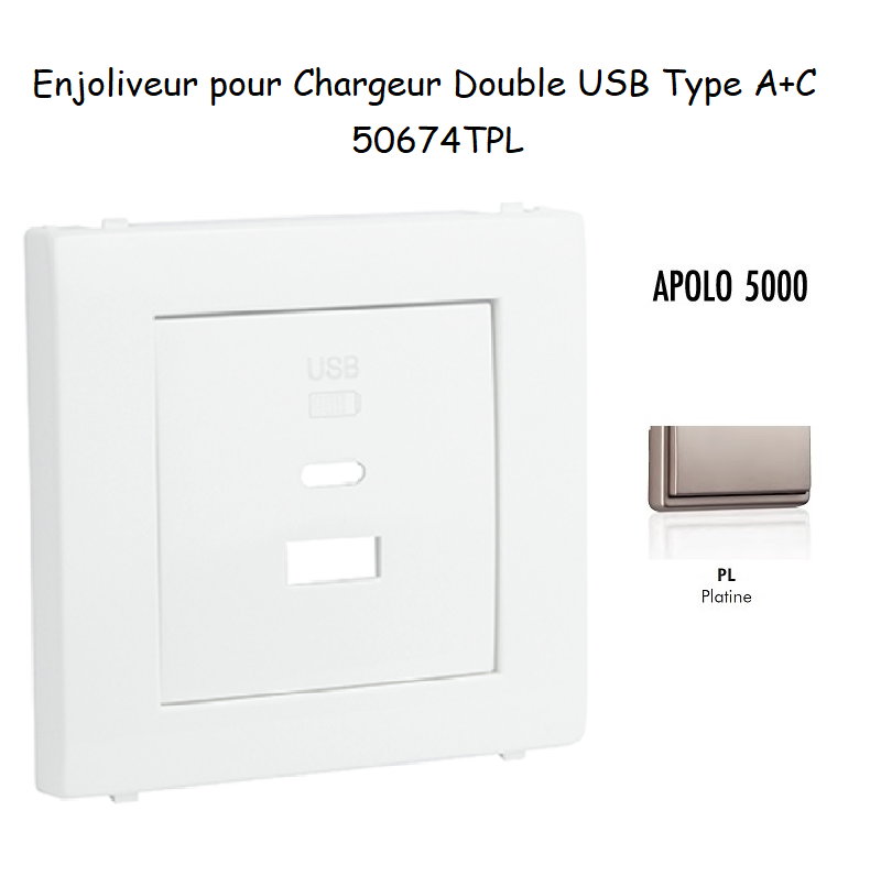 Enjoliveur pour Chargeur Double USB Type A + Type C 50674TPL