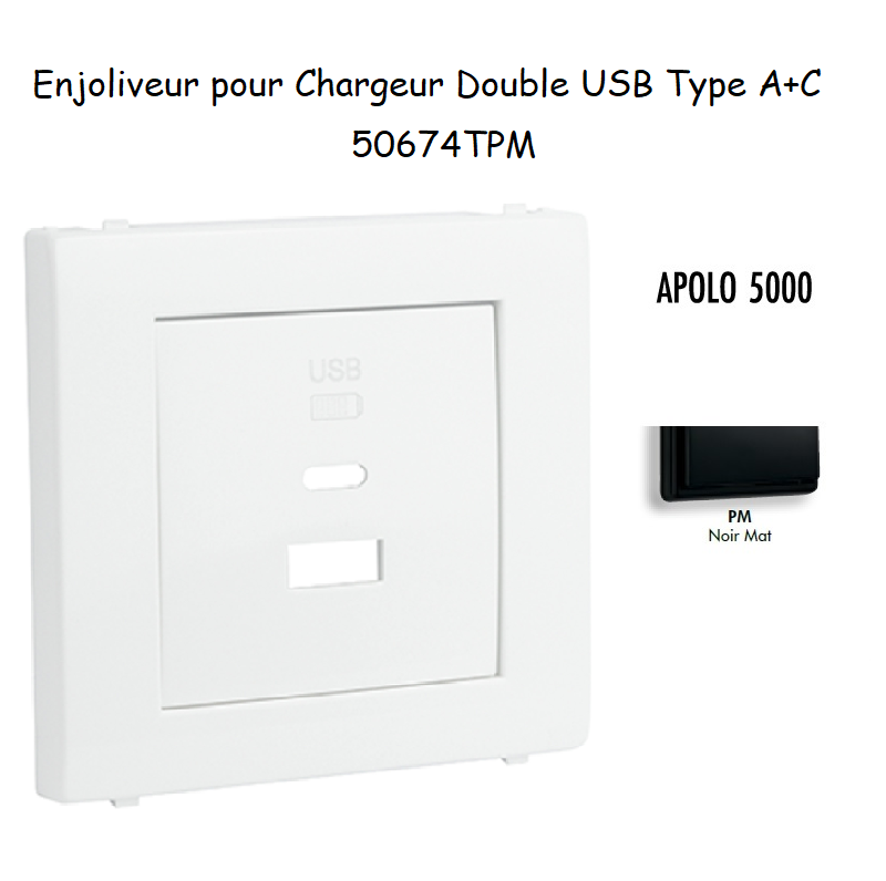 Enjoliveur pour Chargeur Double USB Type A + Type C 50674TPM