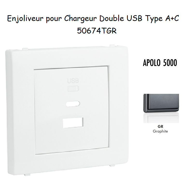 Enjoliveur pour Chargeur Double USB Type A + Type C 50674TGR