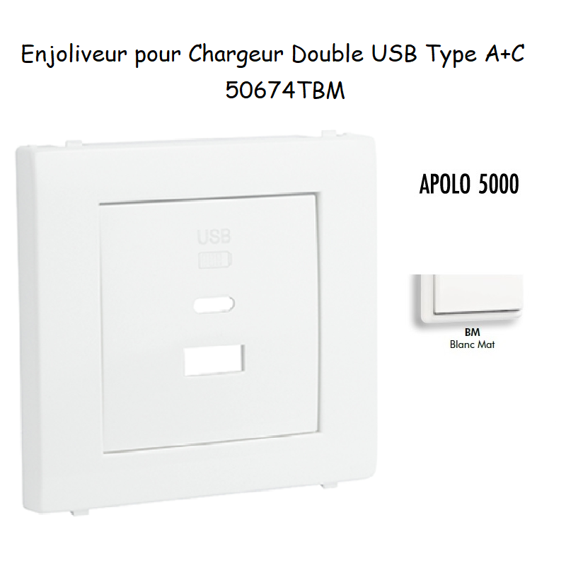 Enjoliveur pour Chargeur Double USB Type A + Type C 50674TBM