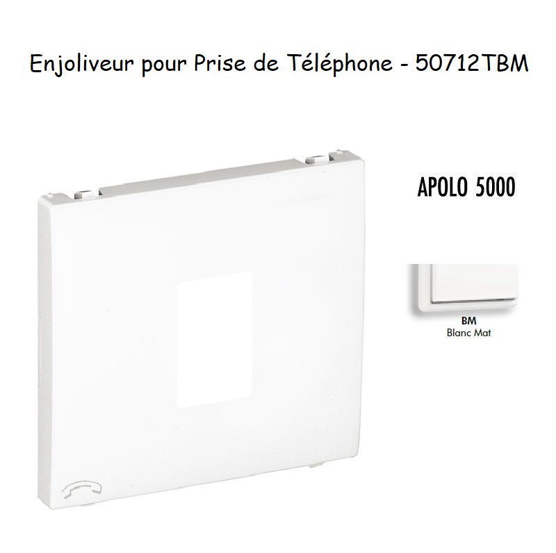 Enjoliveur pour prise de téléphone Apolo 50712TBM Blanc MAT