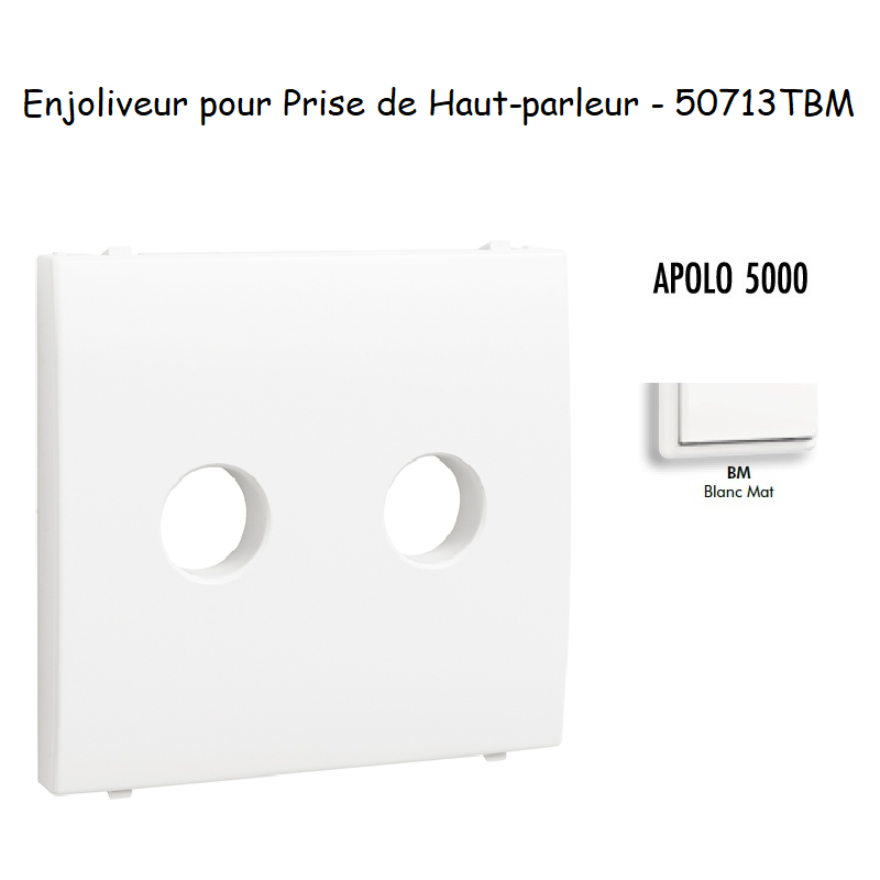 Enjoliveur pour prise de haut parleur a terminaux à vis APOLO5000 50713TBM Blanc MAT