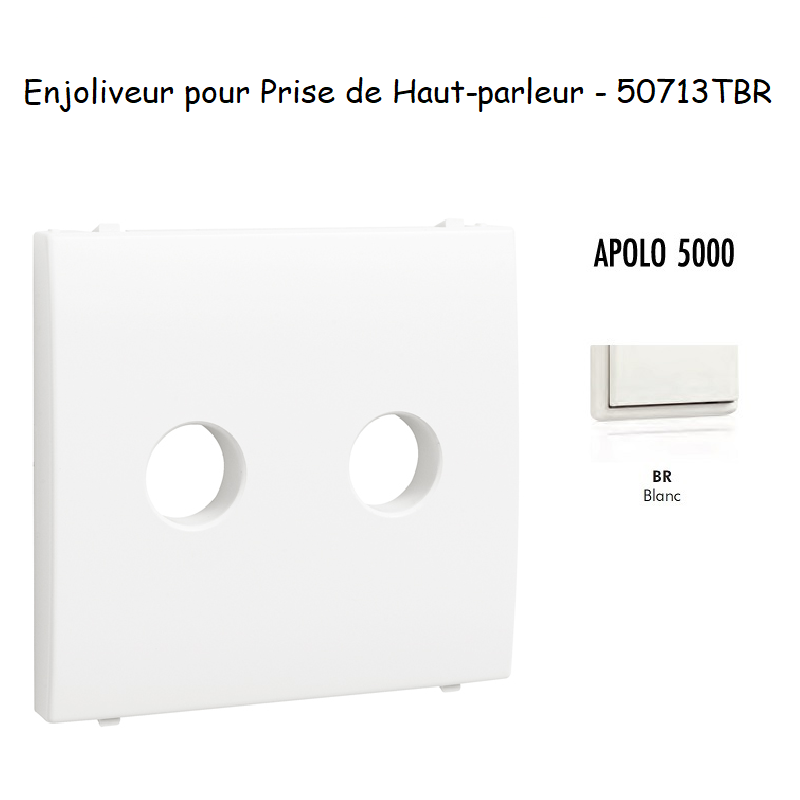 Enjoliveur pour prise de haut parleur a terminaux à vis APOLO5000 50713TBR Blanc