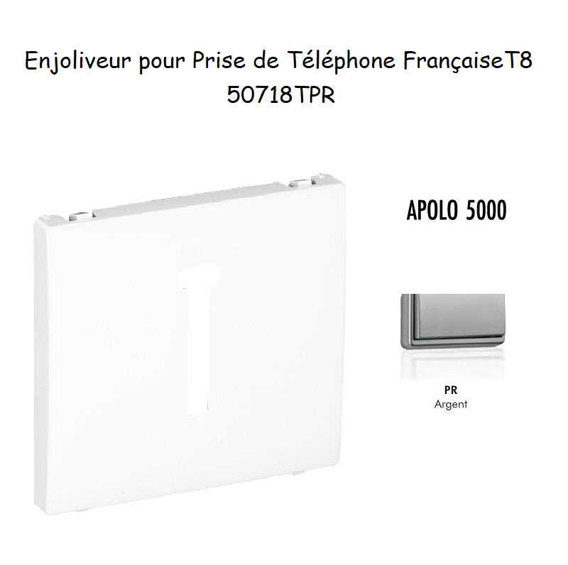 Enjoliveur pour prise de téléphone Française T8 Apolo 50718TPR Argent