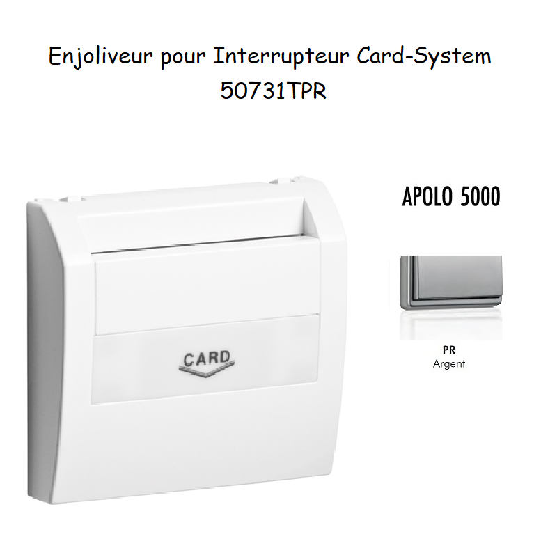Enjoliveur pourinterrupteur card systel APOLO5000 50731TPR Argent