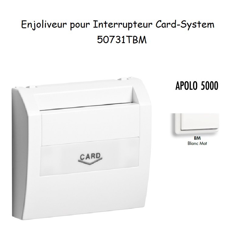 Enjoliveur pourinterrupteur card systel APOLO5000 50731TBM Blancr MAT