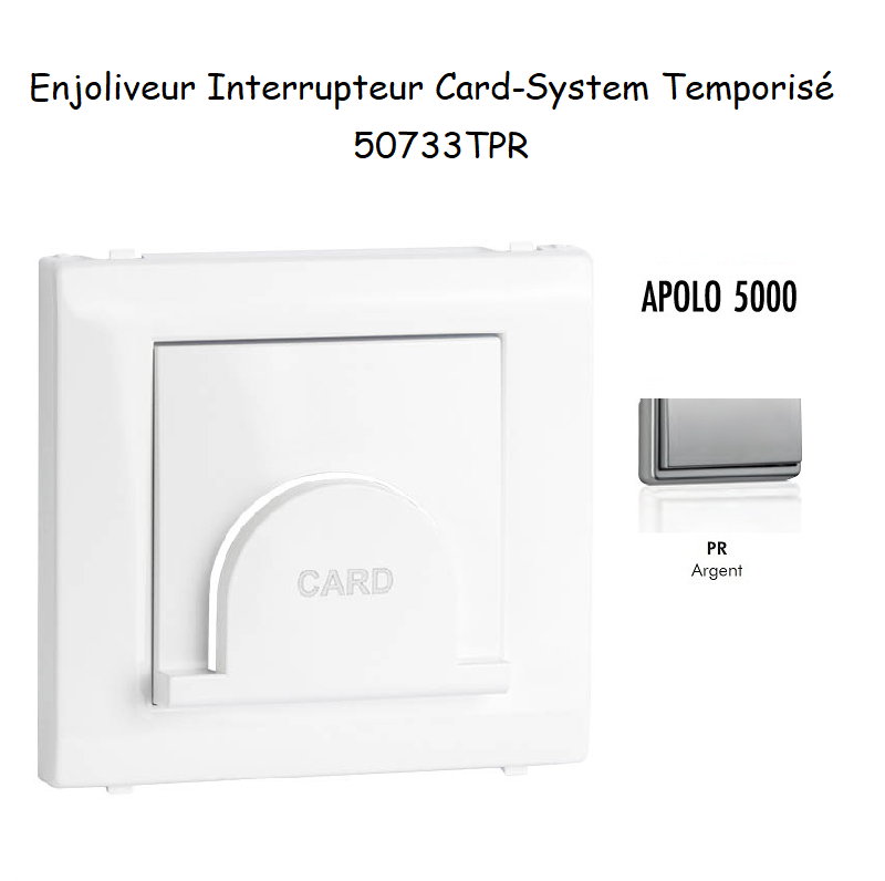 Enjoliveur pour interrupteur Card System Apolo 5000 50733TPR Argent