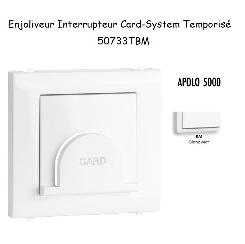 Enjoliveur pour interrupteur Card System Apolo 5000 50733TBM Blanc MAT
