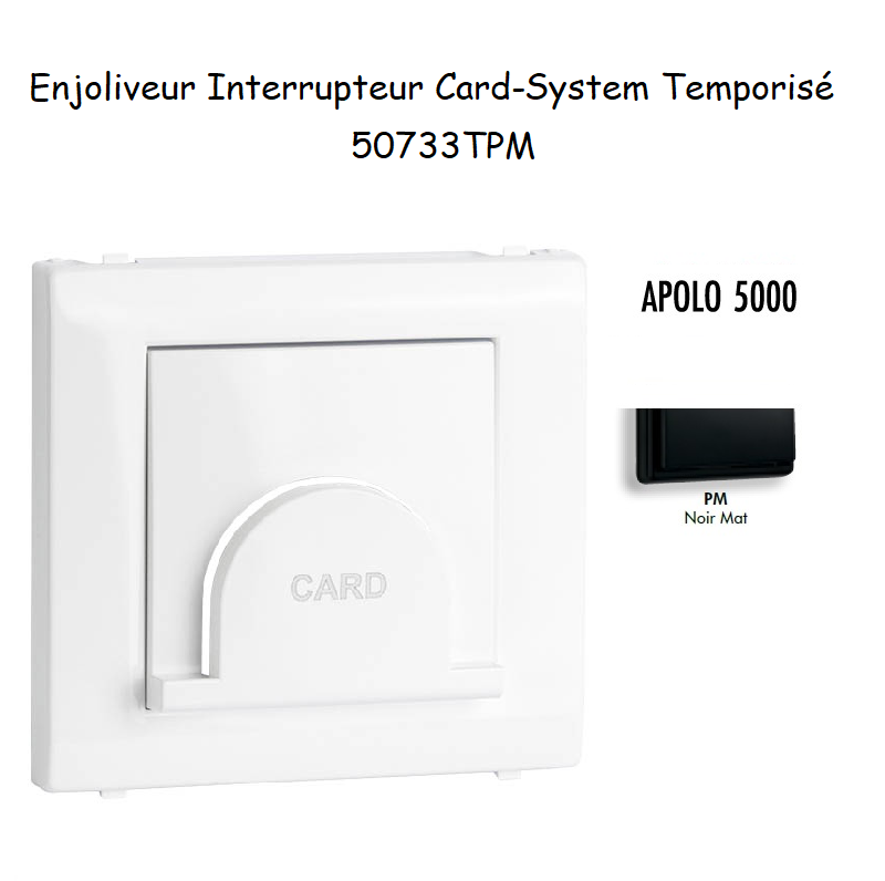 Enjoliveur pour interrupteur Card System Apolo 5000 50733TPM Noir MAT