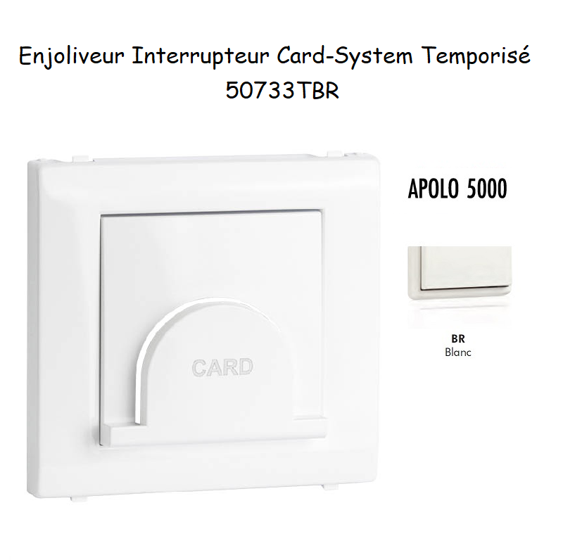 Enjoliveur pour interrupteur Card System Apolo 5000 50733TBR Blanc