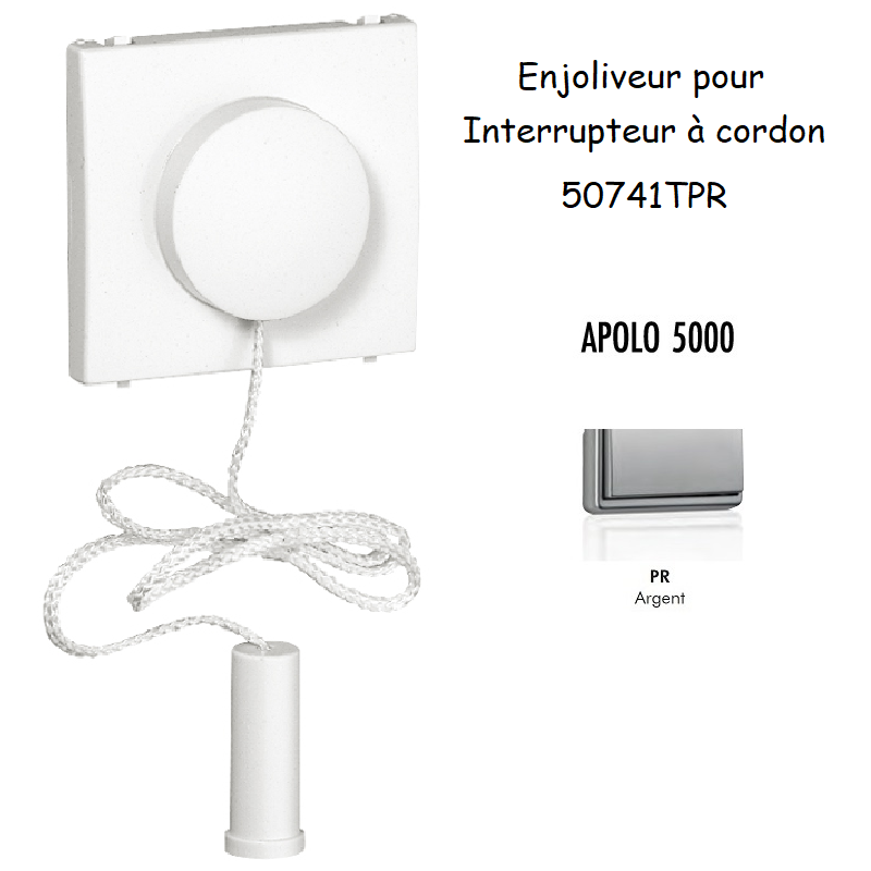 Enjoliveur pour interrupteur à cordon APOLO5000 50741TPR Argent
