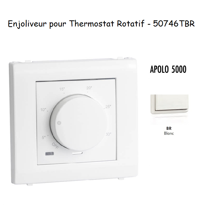 Enjoliveur pour thermostat rotatif Apolo 5000 50746TBR Blanc