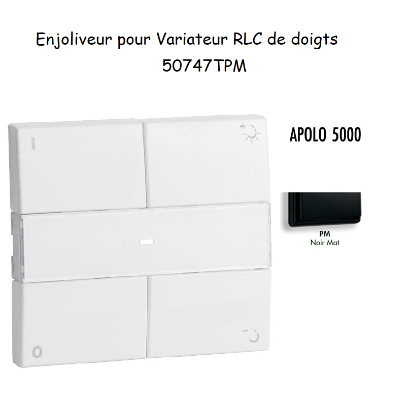 Enjoliveur pour Variateur RLC de doigts Apolo 5000 50747TPM Noir MAT