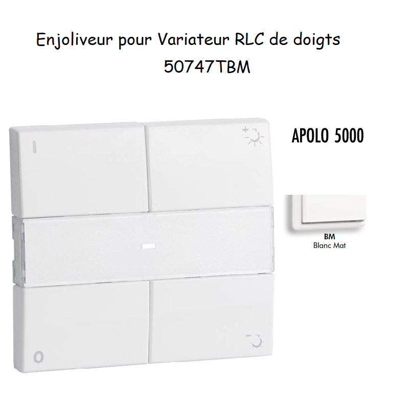 Enjoliveur pour Variateur RLC de doigts Apolo 5000 50747TBM Blanc MAT