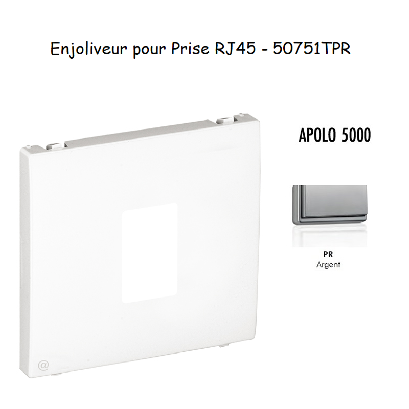 Enjoliveur pour prise informatique RJ45 APOLO5000 50751TPR Argent