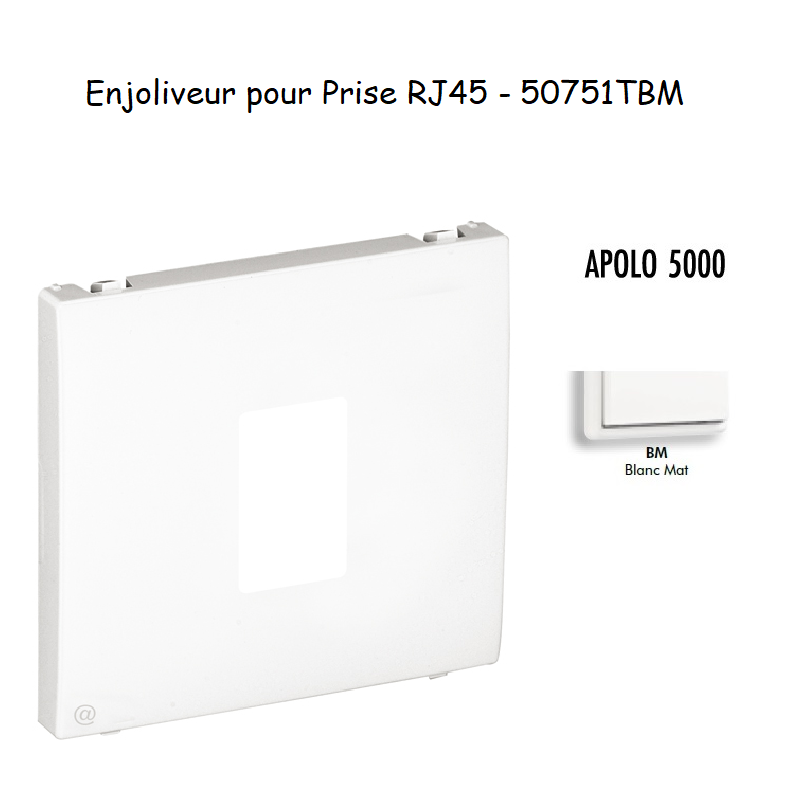 Enjoliveur pour prise informatique RJ45 APOLO5000 50751TBM Blanc MAT