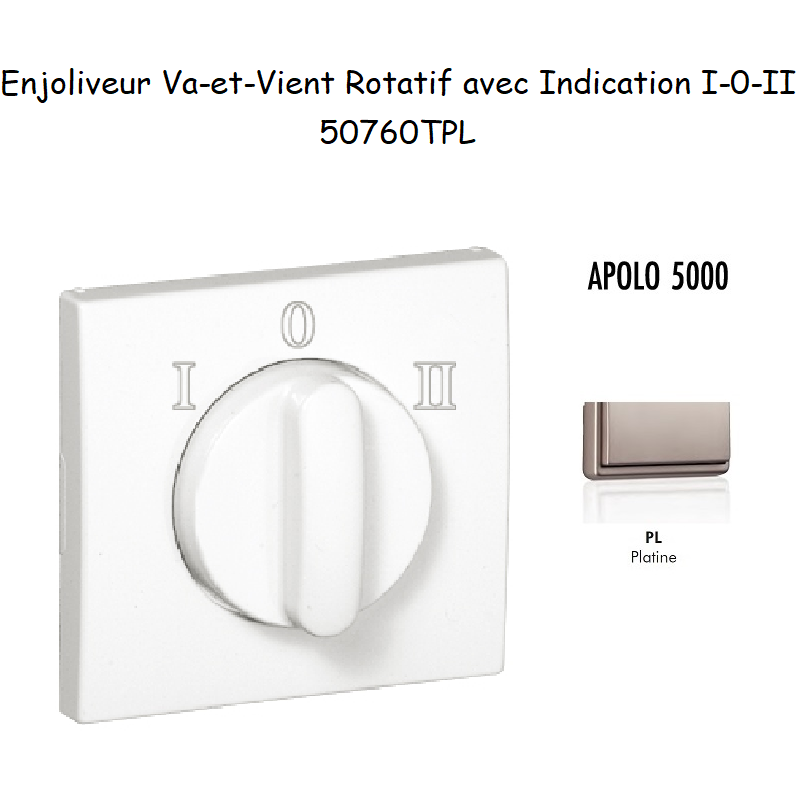 Enjoliveur pour Va-et-vient rotatif avec indication I,0,II Apolo 50760 TPL Platine