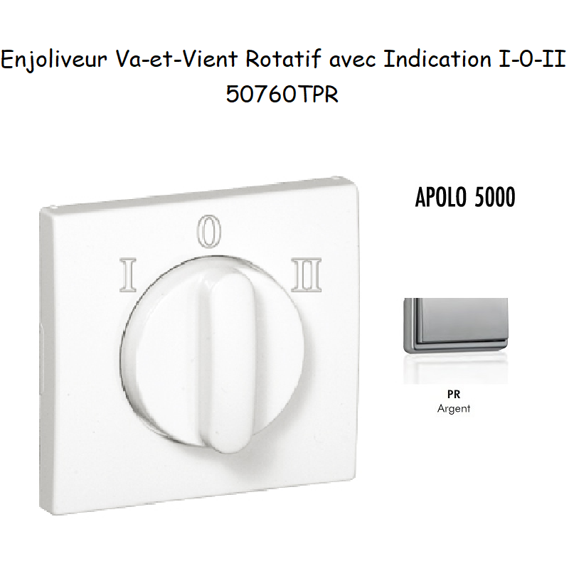 Enjoliveur pour Va-et-vient rotatif avec indication I,0,II Apolo 50760 TPR Argent