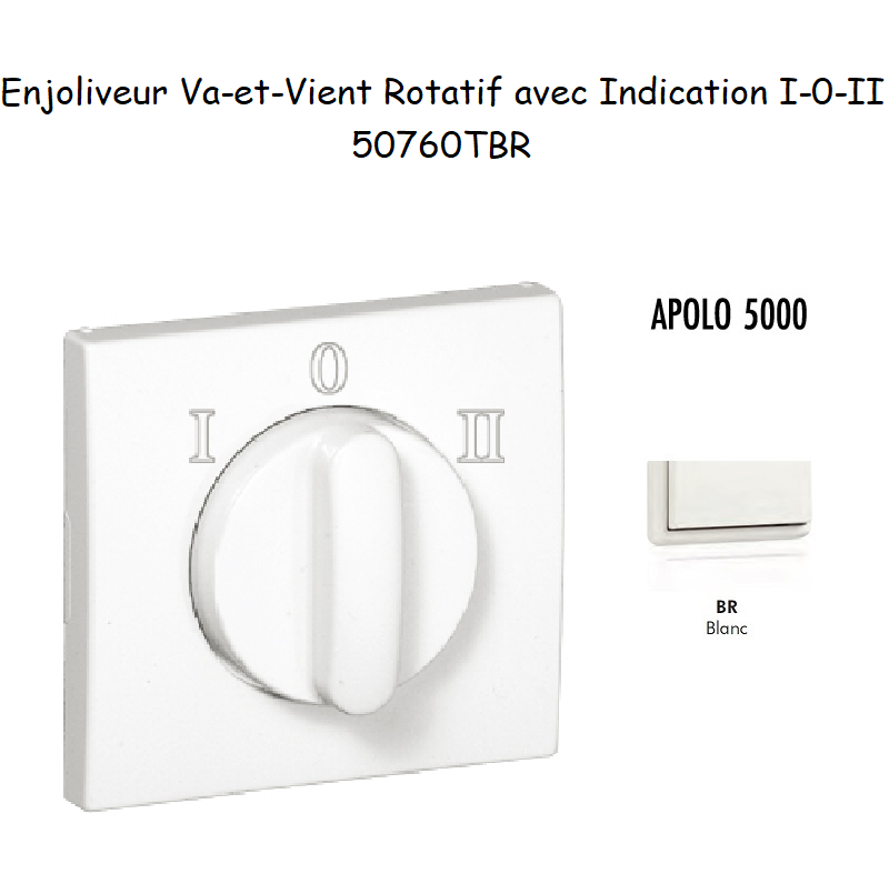 Enjoliveur pour Va-et-vient rotatif avec indication I,0,II Apolo 50760 TBR Blanc