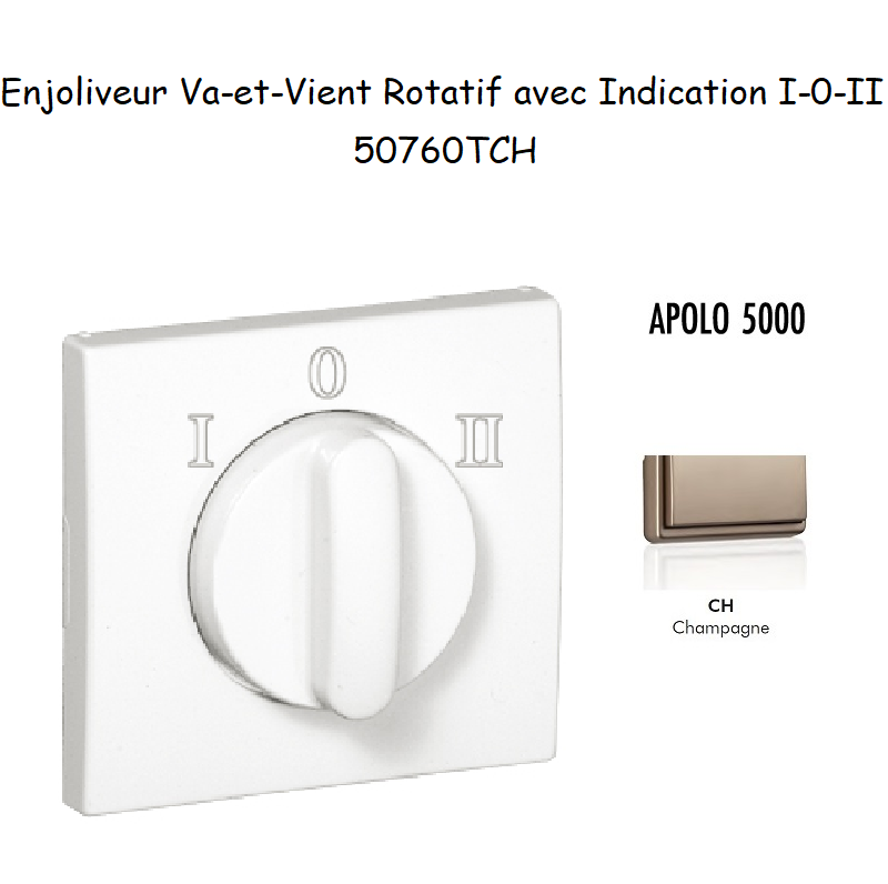 Enjoliveur pour Va-et-vient rotatif avec indication I,0,II Apolo 50760 TCH Champagne