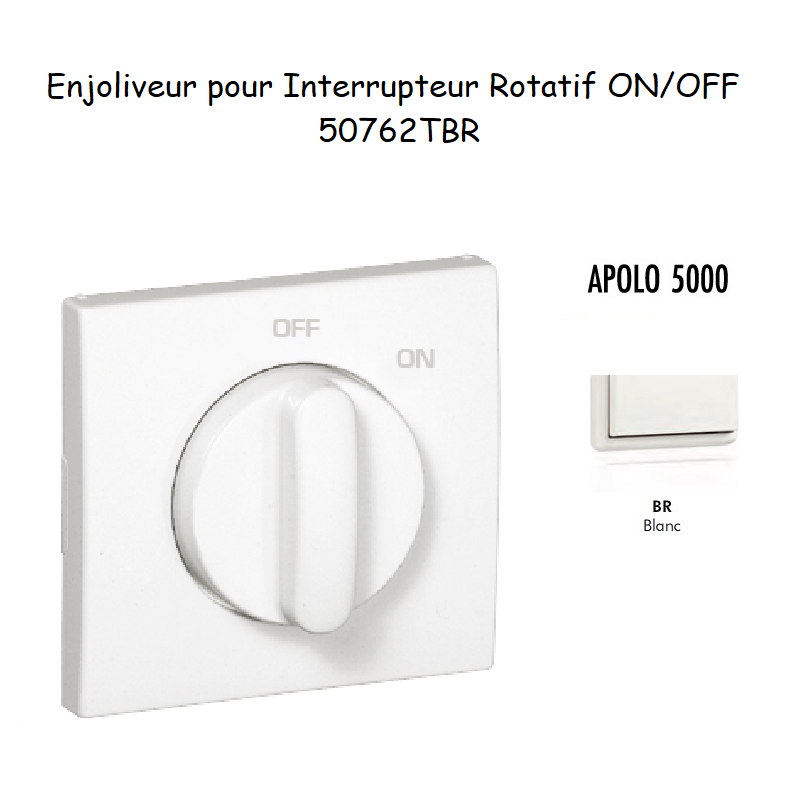 Enjoliveur pourInterrupteur rotatif Apolo 50762TBR Blanc