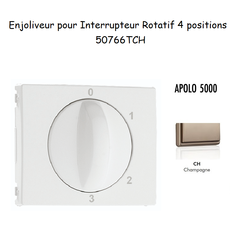 Enjoliveur pour Interrupteur rotatif 4 positions Apolo 50766TCH Champagne