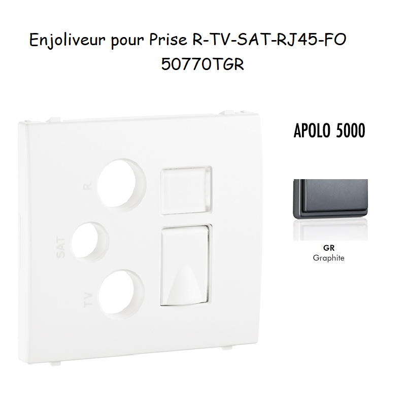 Enjoliveur pour prise R TV SAT RJ45 FO APOLO5000 50770TGR Graphite