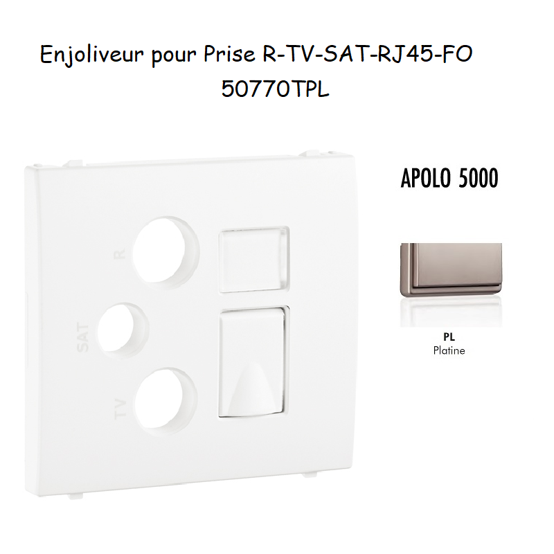 Enjoliveur pour prise R TV SAT RJ45 FO APOLO5000 50770TPL Platine